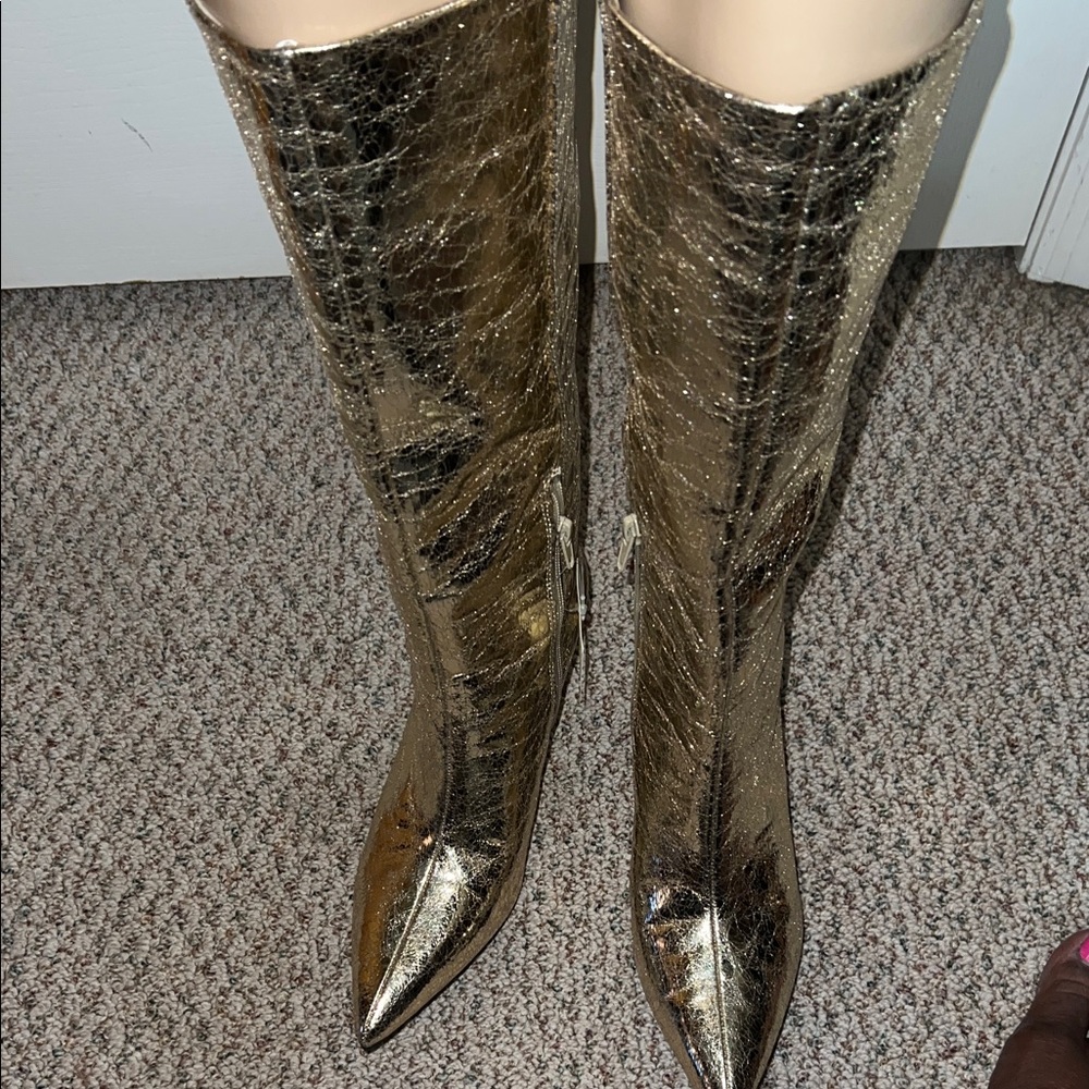 SoftWalk Shimmering Gold Heeled Boots